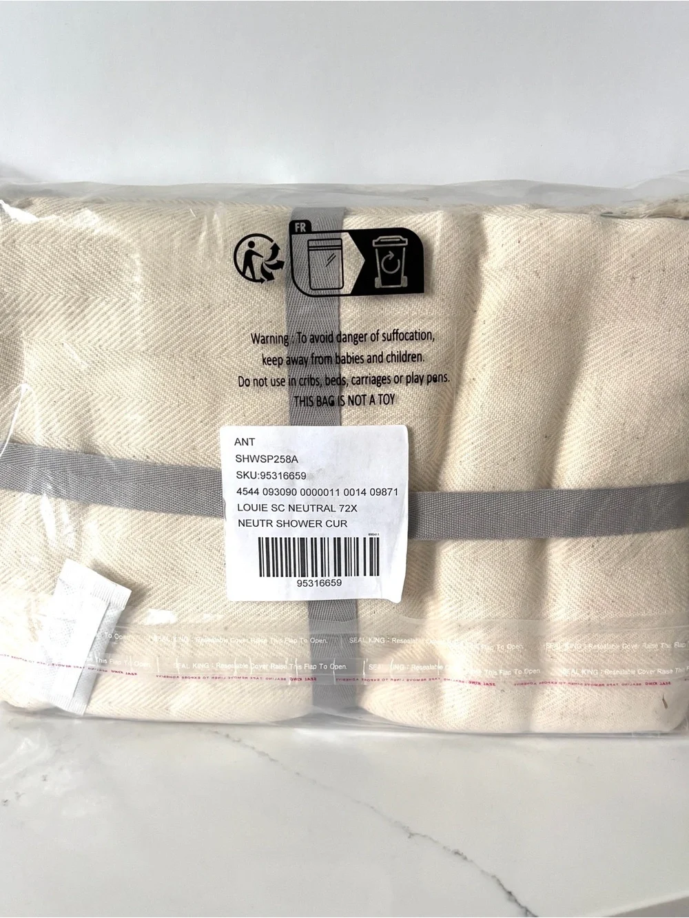 NEW Anthropologie Louie Shower Curtain Cotton Linen Tassel Hem 72” NWT Cream